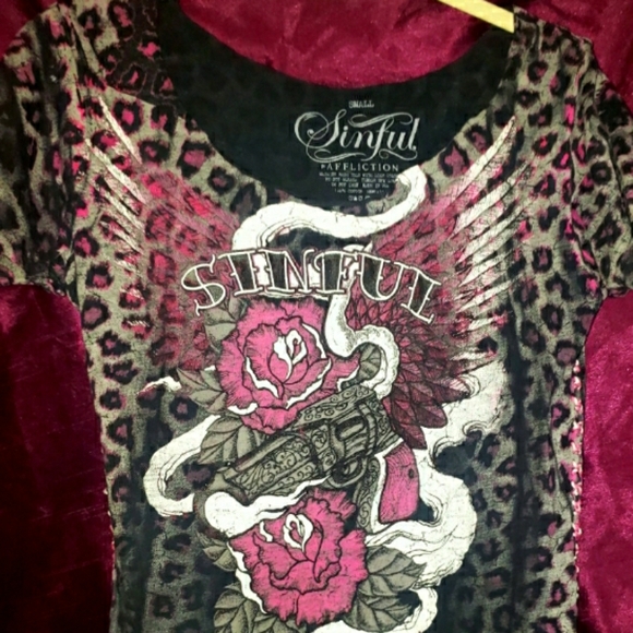 cheetah spotted pink sinful t-shirt - Picture 1 of 5
